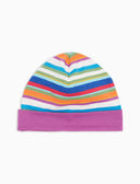 Berretto bambino cotone righe multicolor e risvolto tinta unita bianco - Gallo 1927 - Official Online Shop