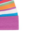 Berretto bambino cotone righe multicolor e risvolto tinta unita bianco - Gallo 1927 - Official Online Shop