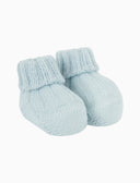 Babbucce bambino lana azzurro tinta unita a coste - Gallo 1927 - Official Online Shop