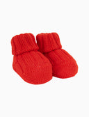 Babbucce bambino lana rosso tinta unita a coste - Gallo 1927 - Official Online Shop
