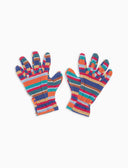 Guantes infantiles de forro polar azul claro con rayas Multicolor