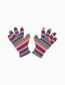Guantes infantiles de forro polar azul claro con rayas Multicolor