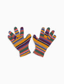 Kinderhandschuhe aus Fleece in Gelb mit Multicolor-Streifen