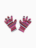 Kinderhandschuhe aus Fleece in Rosa mit Multicolor-Streifen