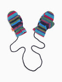Mitones infantiles de forro polar azules con rayas Multicolor