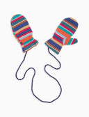 Manoplas infantiles de forro polar azul claro con rayas Multicolor
