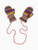 Kinderfäustlinge aus Fleece in Gelb mit Multicolor-Streifen