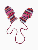 Kinderfäustlinge aus Fleece in Rosa mit Multicolor-Streifen