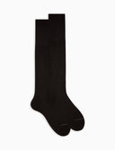 Men's long plain brown cotton socks