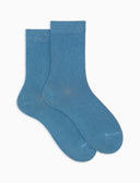 Calcetines tobilleros de mujer de algodón cálido azul cielo lisos