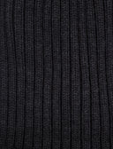 Unisex ribbed plain charcoal grey beanie in wool, silk and cashmere