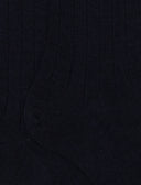 Calze lunghe uomo lana, seta e cashmere blu tinta unita a coste - Gallo 1927 - Official Online Shop