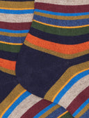 Calze corte donna cotone e cashmere blu righe multicolor micro