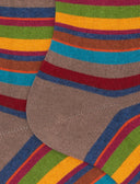 Calze corte donna cotone e cashmere marrone righe multicolor micro - Gallo 1927 - Official Online Shop