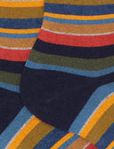 Calze corte donna cotone e cashmere blu righe multicolor micro - Gallo 1927 - Official Online Shop