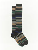 Calze lunghe donna lana nero righe multicolor - Gallo 1927 - Official Online Shop