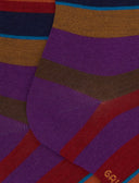 Calze lunghe donna lana viola righe multicolor - Gallo 1927 - Official Online Shop