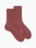 Calze corte donna lana rosa tinta unita a coste - Gallo 1927 - Official Online Shop