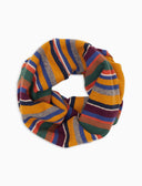 Vielseitiger Kinder-Schlauchschal aus Fleece in Gelb mit Multicolor-Streifen