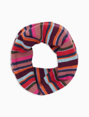 Vielseitiger Kinder-Schlauchschal aus Fleece in Rosa mit Multicolor-Streifen