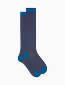 Calze lunghe uomo cotone righina sottilissima azzurro - Gallo 1927 - Official Online Shop