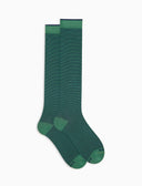 Calze lunghe uomo cotone righina sottilissima verde - Gallo 1927 - Official Online Shop