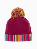 Berretto bambino bordò tinta unita con pom pon multicolor - Gallo 1927 - Official Online Shop