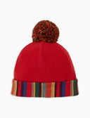 Berretto bambino rosso blu tinta unita con pom pon multicolor - Gallo 1927 - Official Online Shop