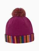 Berretto bambino pile fucsia tinta unita con pom pon multicolor - Gallo 1927 - Official Online Shop
