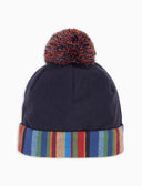 Berretto bambino blu tinta unita con pom pon multicolor - Gallo 1927 - Official Online Shop