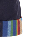 Berretto bambino blu tinta unita con pom pon multicolor - Gallo 1927 - Official Online Shop