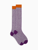 Calze lunghe uomo cotone fantasia seersucker viola - Gallo 1927 - Official Online Shop