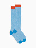 Calze lunghe uomo cotone fantasia seersucker azzurro - Gallo 1927 - Official Online Shop