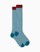 Calze lunghe uomo cotone fantasia seersucker azzurro - Gallo 1927 - Official Online Shop