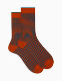 Calze corte donna cotone righe windsor arancio - Gallo 1927 - Official Online Shop