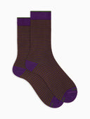 Calze corte donna cotone righe windsor viola - Gallo 1927 - Official Online Shop