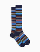 Calze lunghe uomo cotone leggero blu righe multicolor