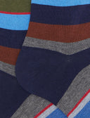 Calze lunghe uomo cotone leggero blu righe multicolor