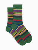 Calze corte uomo cotone leggero verdi righe multicolor