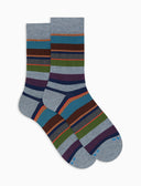 Calze corte uomo cotone azzurro righe multicolor - Gallo 1927 - Official Online Shop