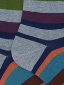 Calze corte uomo cotone azzurro righe multicolor - Gallo 1927 - Official Online Shop