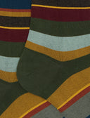 Calze lunghe donna cotone verde righe multicolor - Gallo 1927 - Official Online Shop