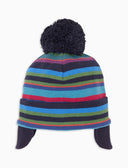 Berretto aviatore bambino pile blu righe multicolor