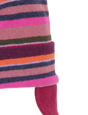 Kinder-Fliegermütze aus Fleece in Rosa mit Multicolor-Streifen