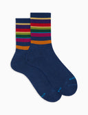 Calze corte uomo spugna di cotone blu e fascia righe multicolor - Gallo 1927 - Official Online Shop
