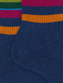 Calze corte uomo spugna di cotone blu e fascia righe multicolor - Gallo 1927 - Official Online Shop