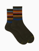 Calze corte uomo spugna di cotone verde e fascia righe multicolor - Gallo 1927 - Official Online Shop
