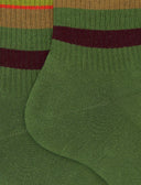 Calze corte uomo spugna di cotone verde e fascia righe multicolor - Gallo 1927 - Official Online Shop