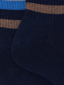 Calze corte donna spugna di cotone blu e fascia righe multicolor - Gallo 1927 - Official Online Shop