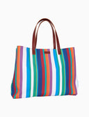 Sacca mare donna righe multicolor e manici in pelle bianco - Gallo 1927 - Official Online Shop